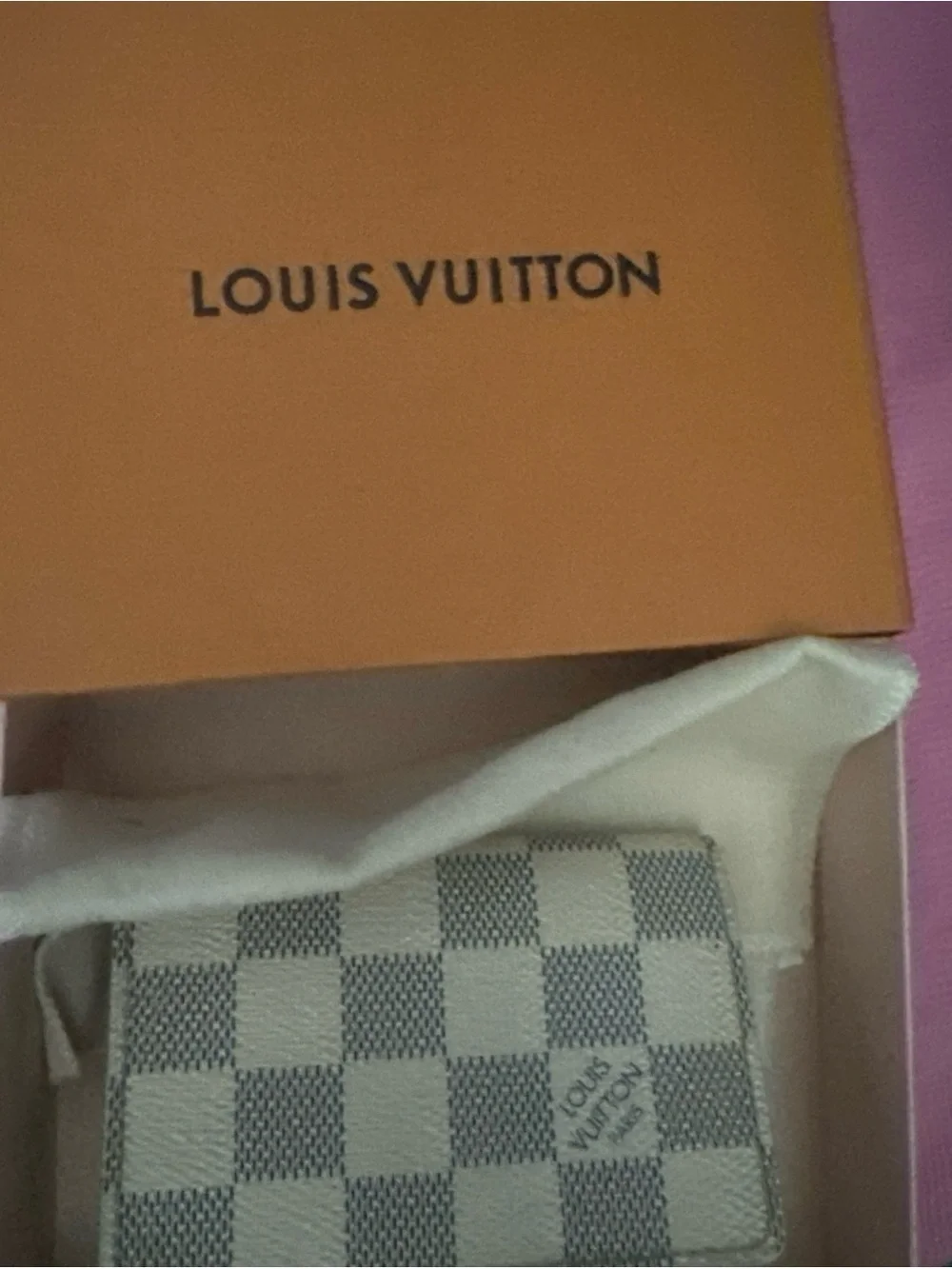 Louis Vuitton Damier Azur Checkered Wallet in Cream and Light Gray